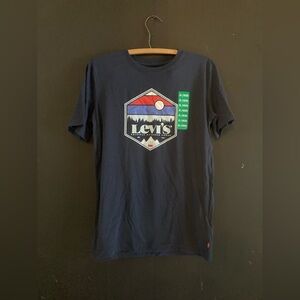 Levi's Navy Graphic Tee with Red and White Accents